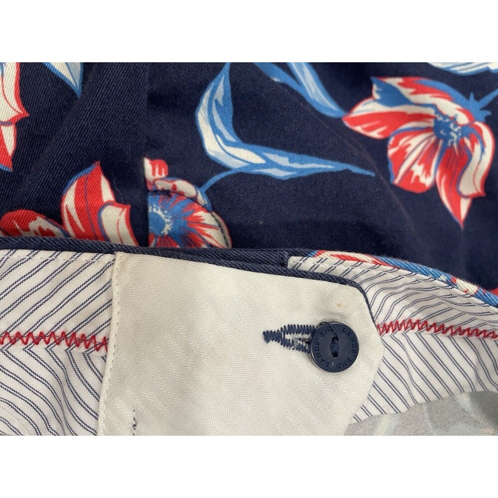 ~ Lands' End 18W Tropical Floral Mid Rise Crop Leg Pants Blue Pink Women's Navy - Picture 8 of 11